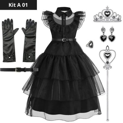 Wednesday Addams-kostuumset voor meisjes - Perfect voor Halloween. 