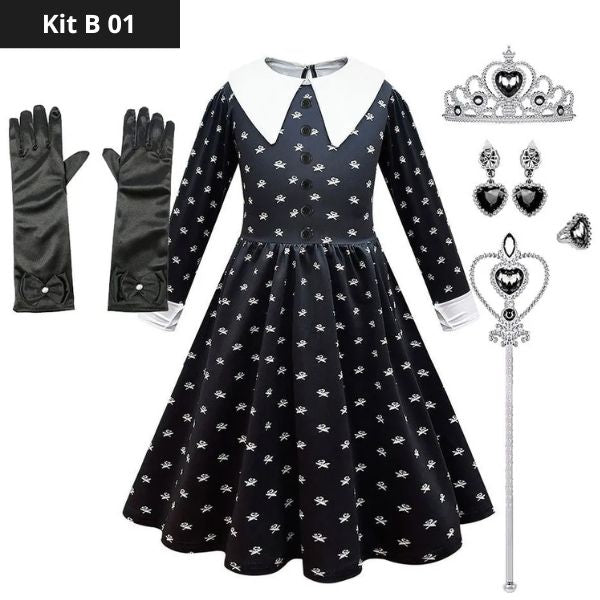 Wednesday Addams-kostuumset voor meisjes - Perfect voor Halloween. 