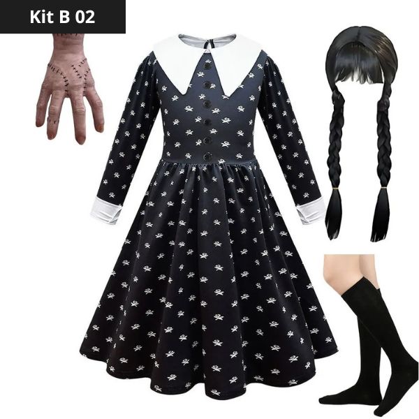 Wednesday Addams-kostuumset voor meisjes - Perfect voor Halloween. 