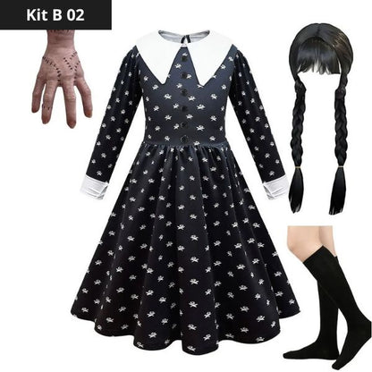 Wednesday Addams-kostuumset voor meisjes - Perfect voor Halloween. 