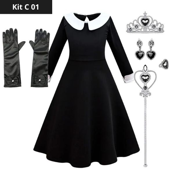 Wednesday Addams-kostuumset voor meisjes - Perfect voor Halloween. 