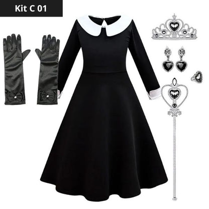 Wednesday Addams-kostuumset voor meisjes - Perfect voor Halloween. 