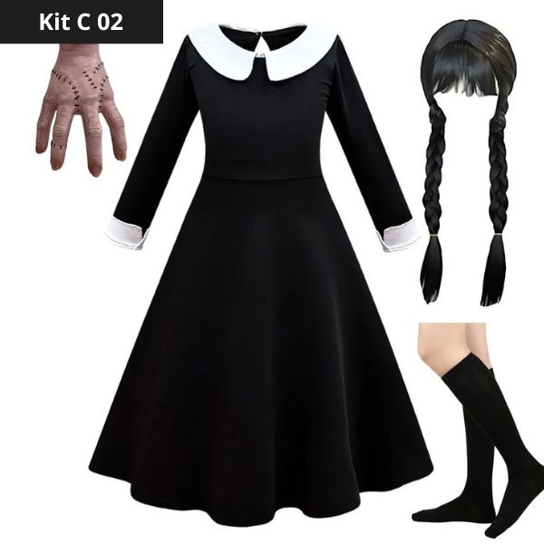 Wednesday Addams-kostuumset voor meisjes - Perfect voor Halloween. 