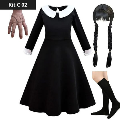Wednesday Addams-kostuumset voor meisjes - Perfect voor Halloween. 