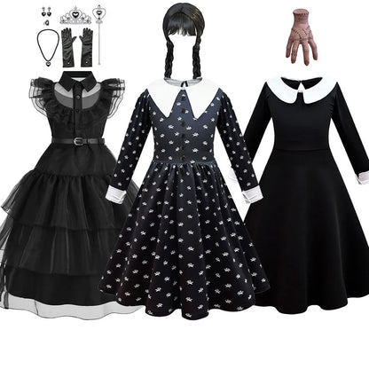 Wednesday Addams-kostuumset voor meisjes - Perfect voor Halloween. 