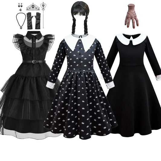 Wednesday Addams-kostuumset voor meisjes - Perfect voor Halloween. 