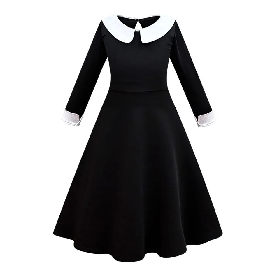 Wednesday Addams-kostuumset voor meisjes - Perfect voor Halloween. 